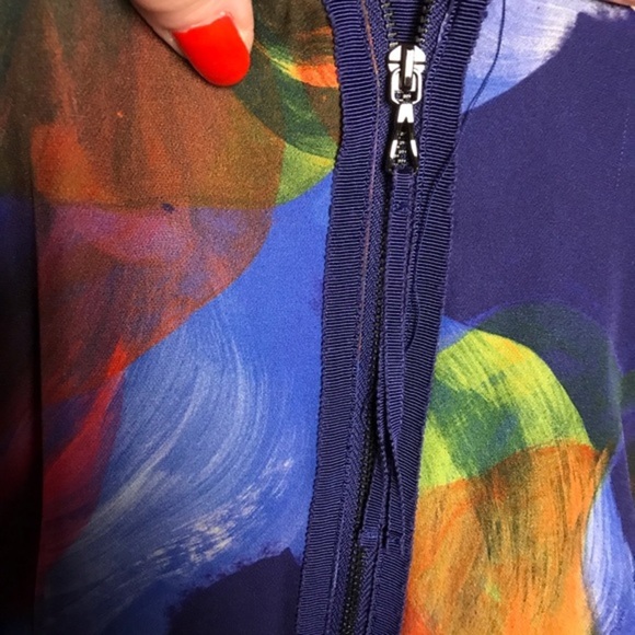 Leifsdottir 100% silk bold color swing dress - Picture 11 of 13